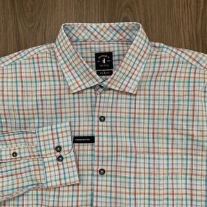 NEW Johnnie-O Rolen Top Shelf‎ Button Up Shirt Baja Blue Plaid Size XXL$168